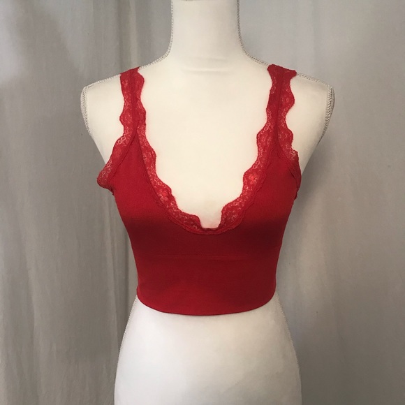 Urban Outfitters Other - NWOT Out From Under UO Red Ribbed Lace Bralette M